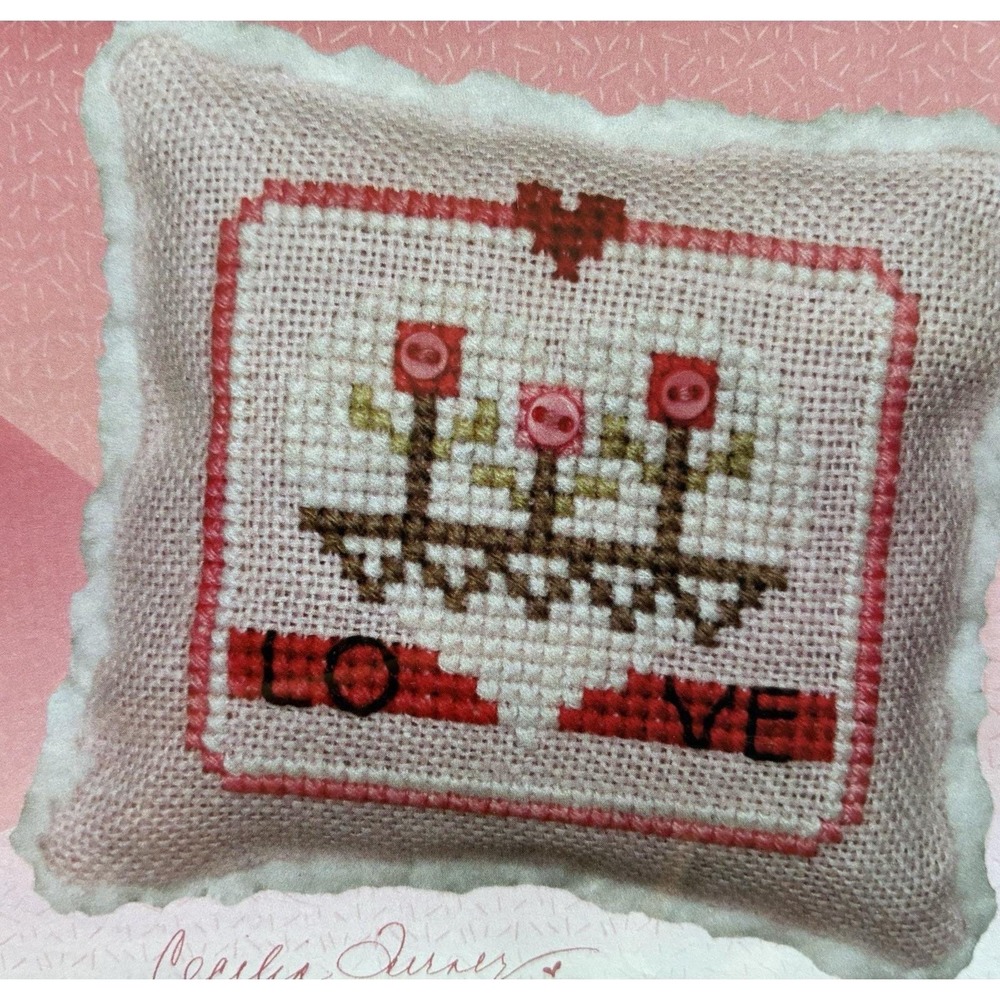 Merry Making Mini - Love Blooms Cross Stitch Pattern w Buttons By Heart In Hand